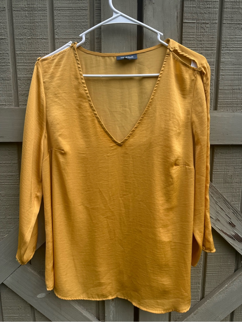 Modcloth Mustard V-Neck Long Sleeve Blouse